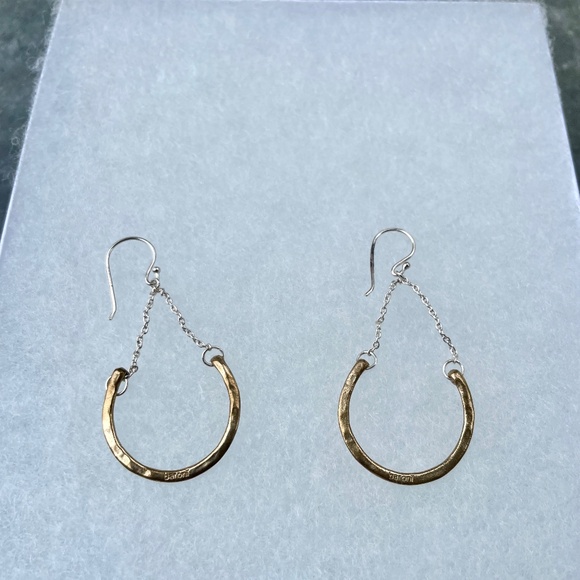 Baroni Sterling Silver and Gold plated Semi-circle Earrings - Picture 2 of 2